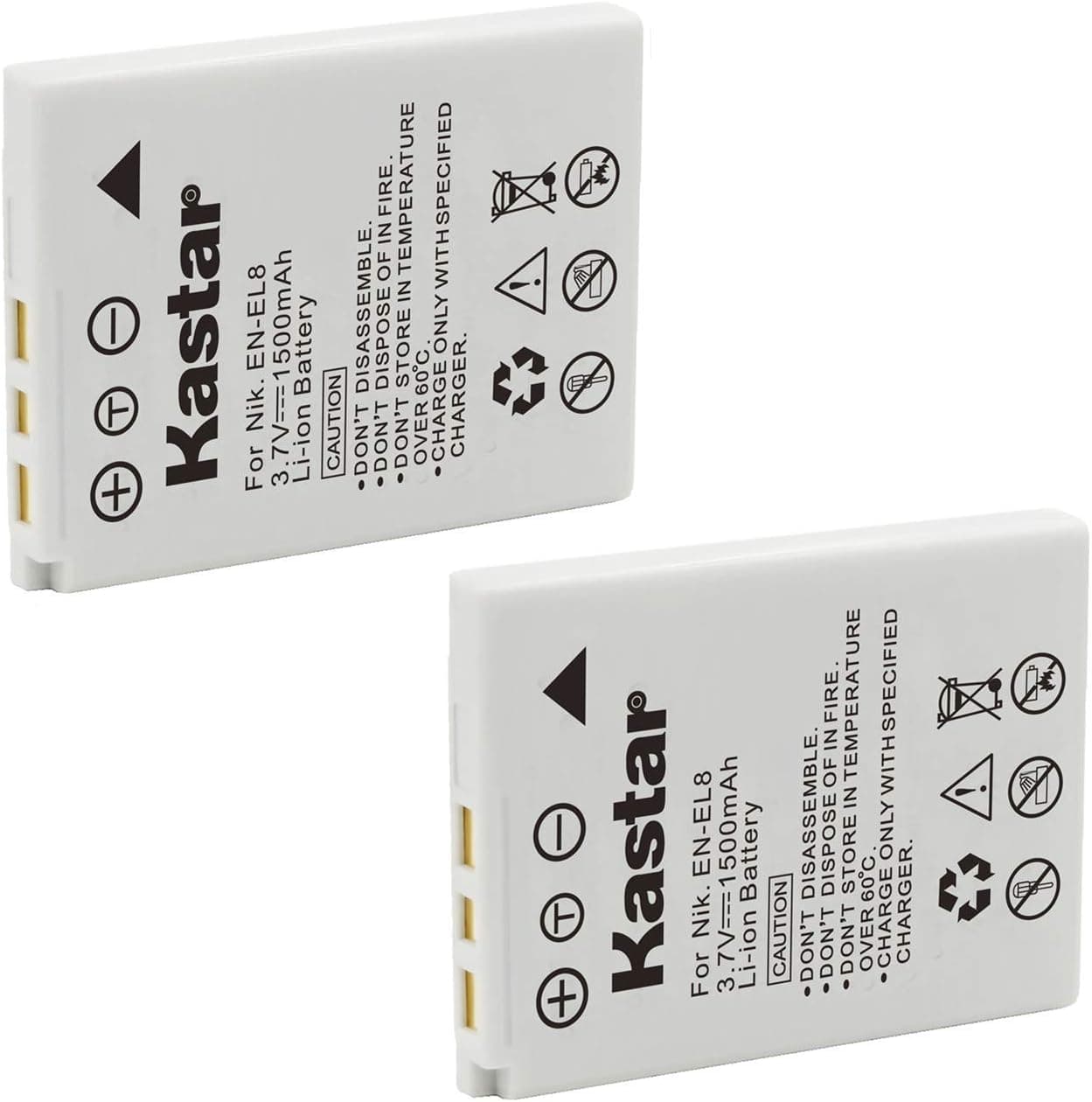 Kastar Battery 2 Pack for Nik EN-EL8 ENEL8 Coolpix P1 P2 Coolpix S1 S2 S3 S5 Coolpix S6 Coolpix S7 S7c Coolpix S8 Coolpix S9 Coolpix S50 Coolpix S51 S51c Coolpix S52 S52c Cool-Station MV-11 MV-121