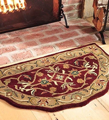 Scalloped Wool Hearth Rug, in Red