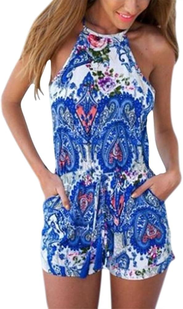 PanDaDa Women Sleeveless Backless Shorts Romper Jumpsuit Playsuit Overalls
