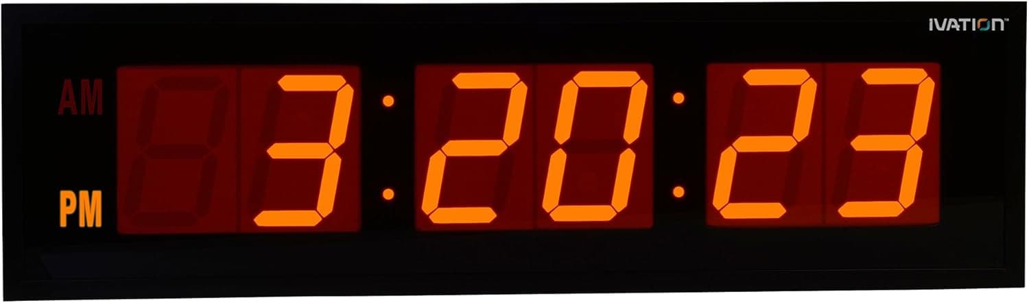 DBTech Huge 30-Inch Oversized Digital LED Clock, Orange