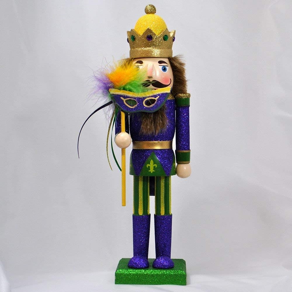 Santa's Workshop Mardi Gras King 14 Inch Wooden Christmas Nutcracker Carnival Decoration New