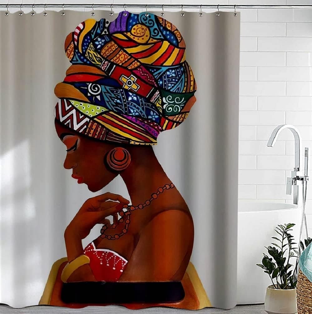 VICKRIDGE African Shower Curtains for Bathroom - Black Girl Shower Curtain - African American Shower Curtains - African Bathroom Sets - Black Girl Shower Curtain Bathroom Set - 72 x 72 inches