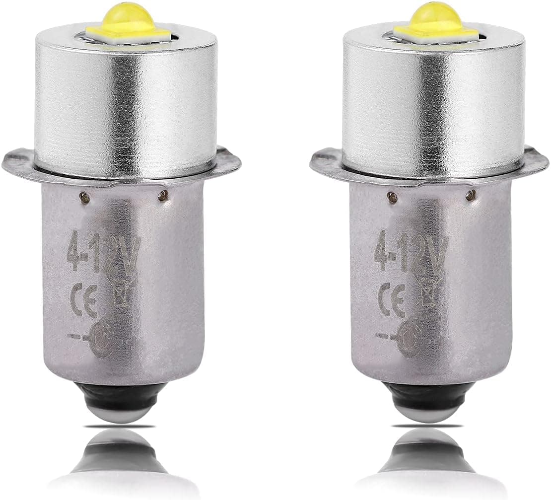 XUYUAN 3W DC 4-12V P13.5S Flashlight Bulbs Suitable For 3 4 5 6 Cell Maglite Torch Flashlights 4.5V 6V 9V 12V Upgrade Led Bulbs (2 Pack) (4-12V)
