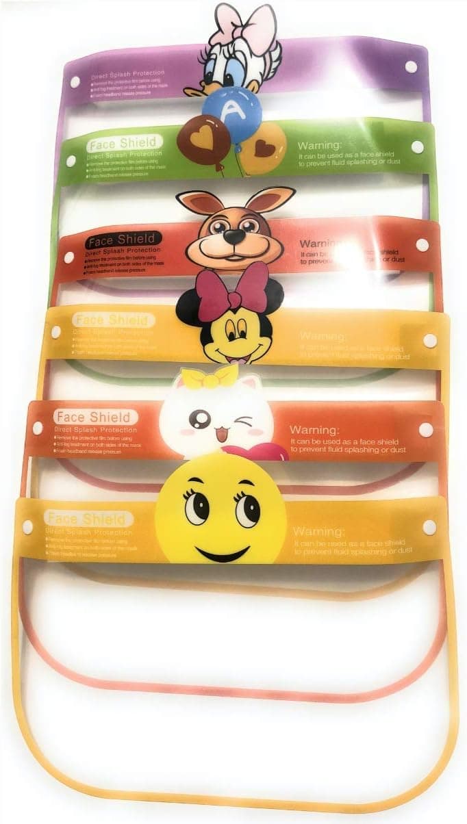 6 pack cartoon full face shields | cute cartoon for kids |Anti-fog Treatment