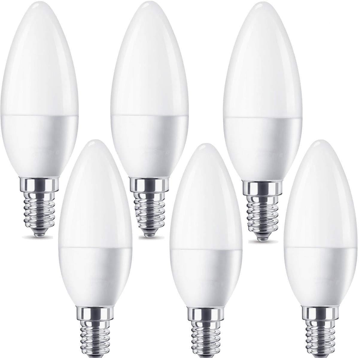 E12 LED Bulbs Candelabra,10-SMD 2835 3000K Warm White Light LED Candle Bulbs,40-Watt Equivalent,Non-Dimmable,110 Volt,E12 Candelabra Base,Window Candle Bulb, Night Lamps & Chandeliers(6 Pack)