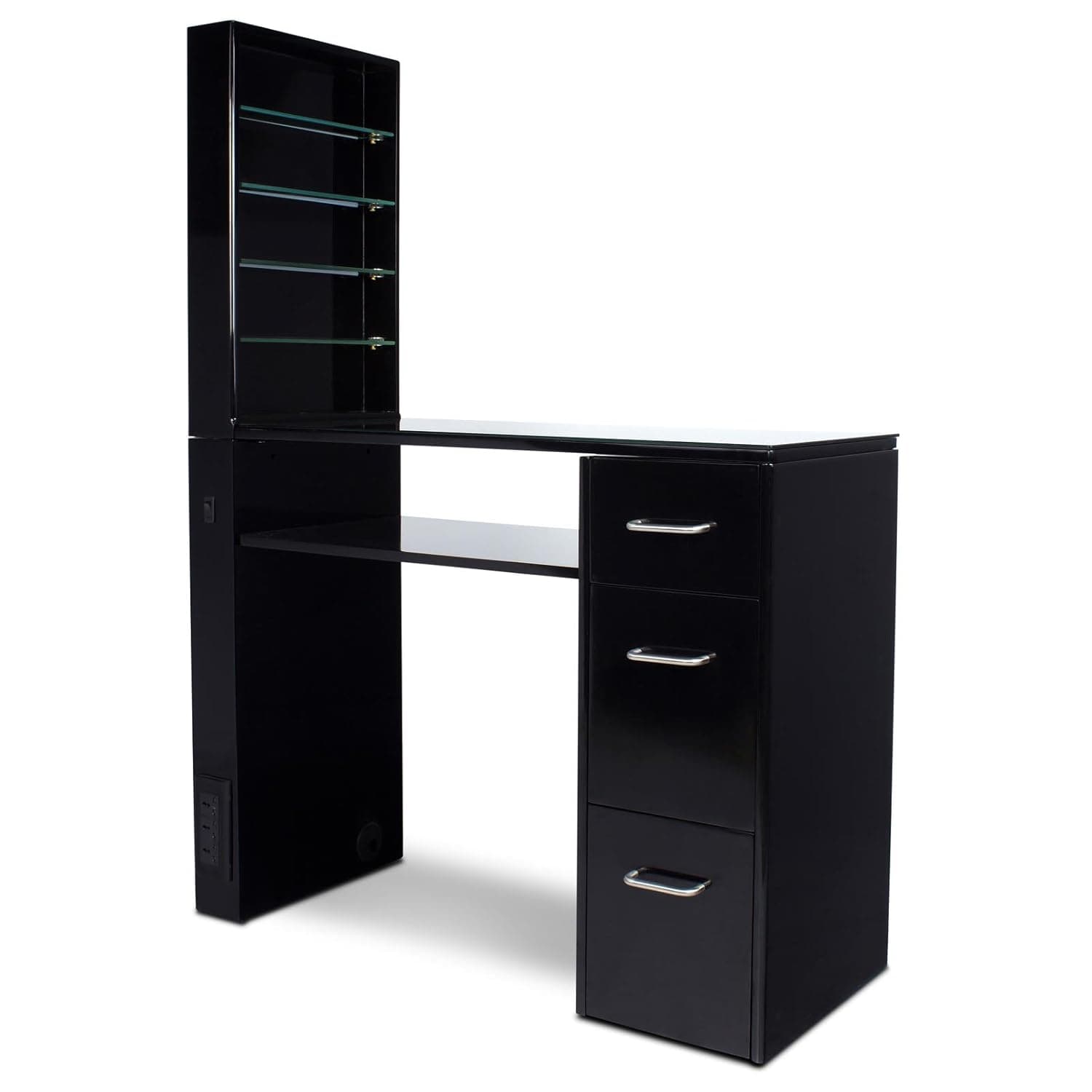"Vogue" Black Manicure Table W/Nail Polish Rack