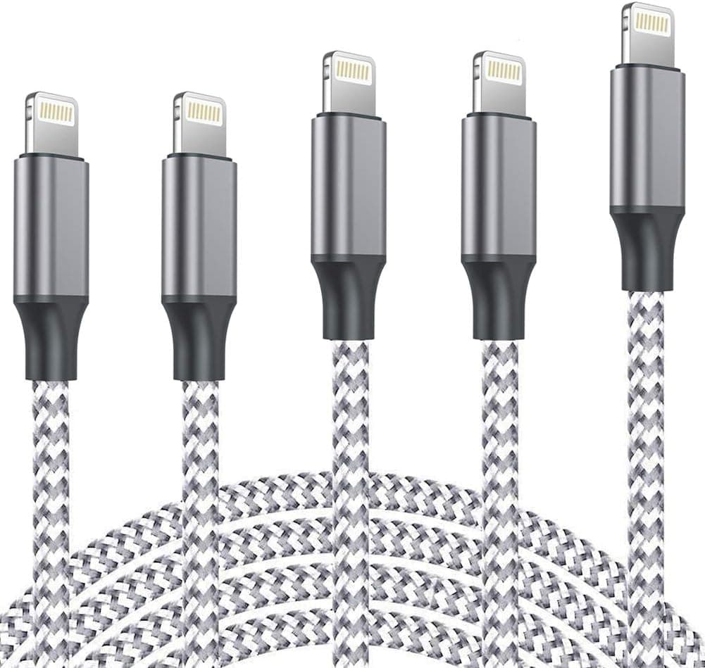 Inves iPhone Charger,Lightning Cable 5 Pack 3FT 3FT 6FT 6FT 10FT Charging USB Syncing Data Nylon Braided Compatible with iPhone 11/Pro/Max/X/XS/XR/XS Max/8/Plus/7/7 Plus/6/6S/6 Plus More
