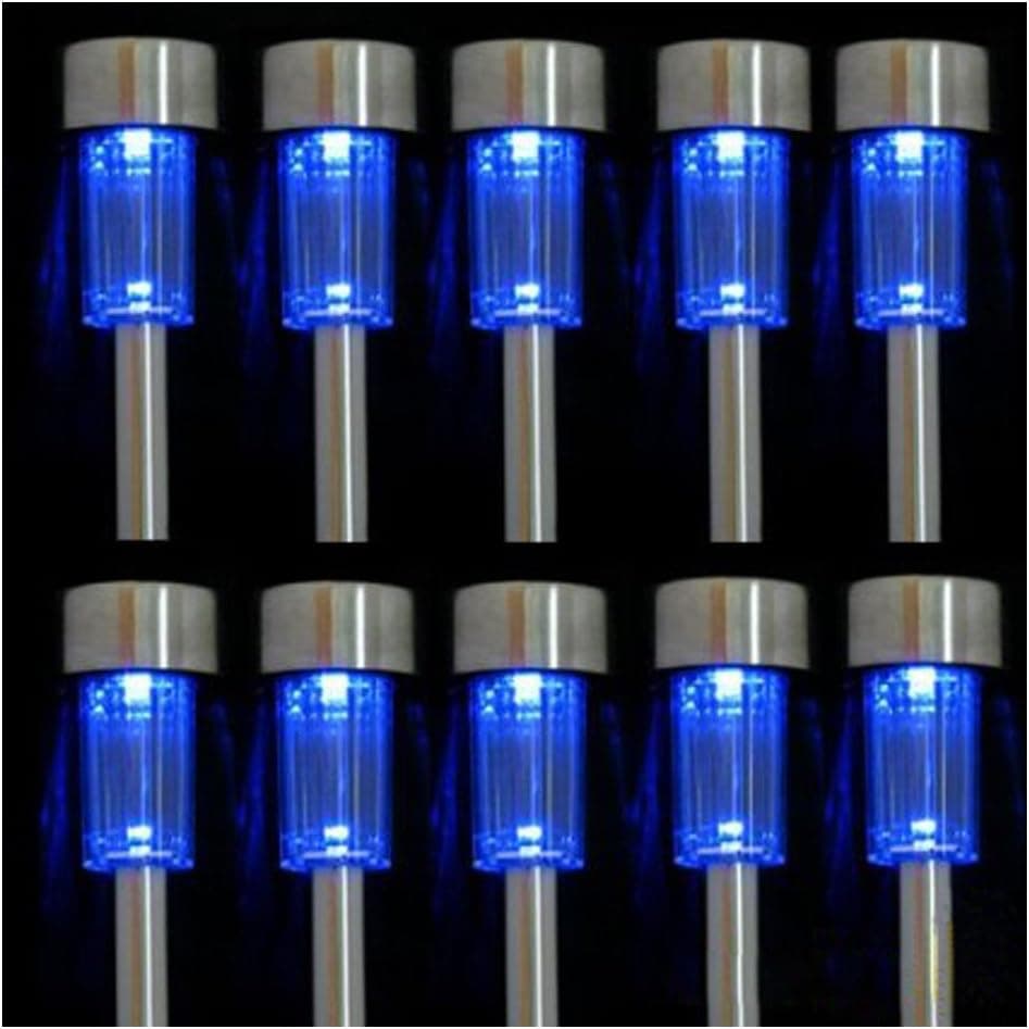 NEWOTE 10pcs Blue LED Outdoor Steel Garden Solar Powered Landscape Light Lamp