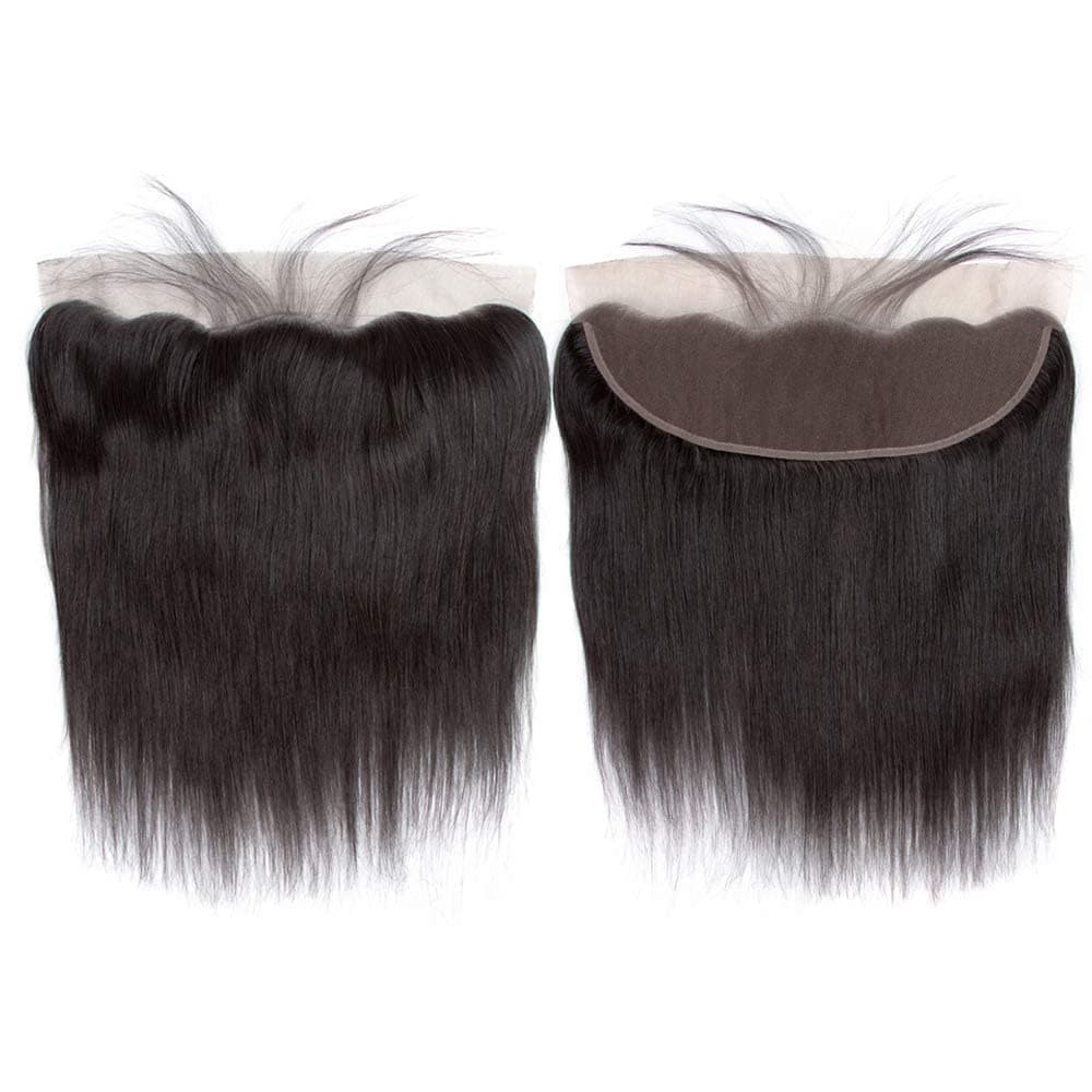 ZSF Hair Brazilian Vigin Hair Straight Lace Frontal Closure Ear to Ear 13x4 Free Part Bleached Knots Natural Hairline 10"inch