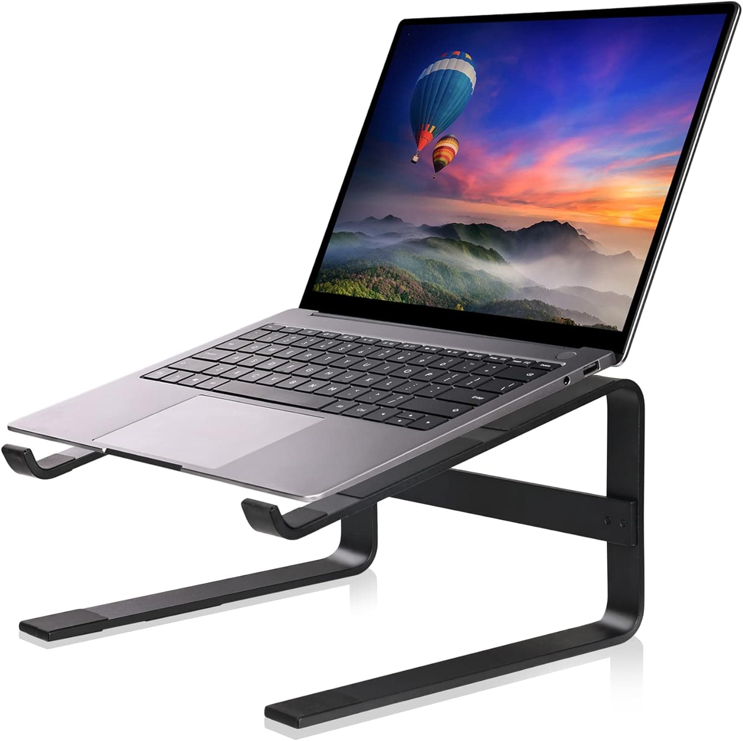 Laptop Stand for Desk Notebook Computer Riser Aluminum Alloy Ergonomic Metal Holder Cooling Fixed Stands Compatible with Lenovo Asus HP MacBook Air Pro Dell XPS 10 to 18 Inch Black