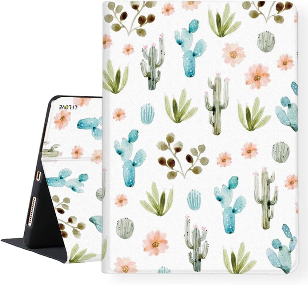 LI-LOVE Case for iPad 10th Generation 10.9 inch 2022 Release iPad 10 Gen Lightweight Slim Protective Soft TPU Folio Stand Cover Cute Cactus Adjustable Angles Auto Wake Sleep Smart Leather Case
