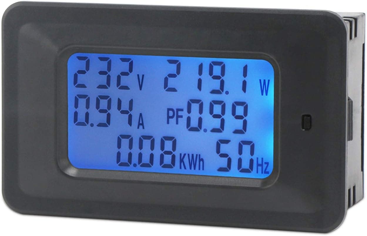 DROK AC Power Meter, Digital Multimeter AC 80-260V 20A Voltage Ammeter Amperage Volt Current Power Factor Energy Frequency Tester Amp Watt Power Gauge Monitor LCD Display
