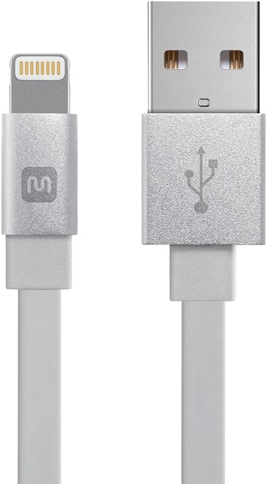 Monoprice Cabernet Series Apple MFi Certified Flat Lightning to USB Charge & Sync Cable, 4ft White for iPhone X, 8, 8 Plus, 7, 7 Plus, 6, 6 Plus, 5S , iPad Pro