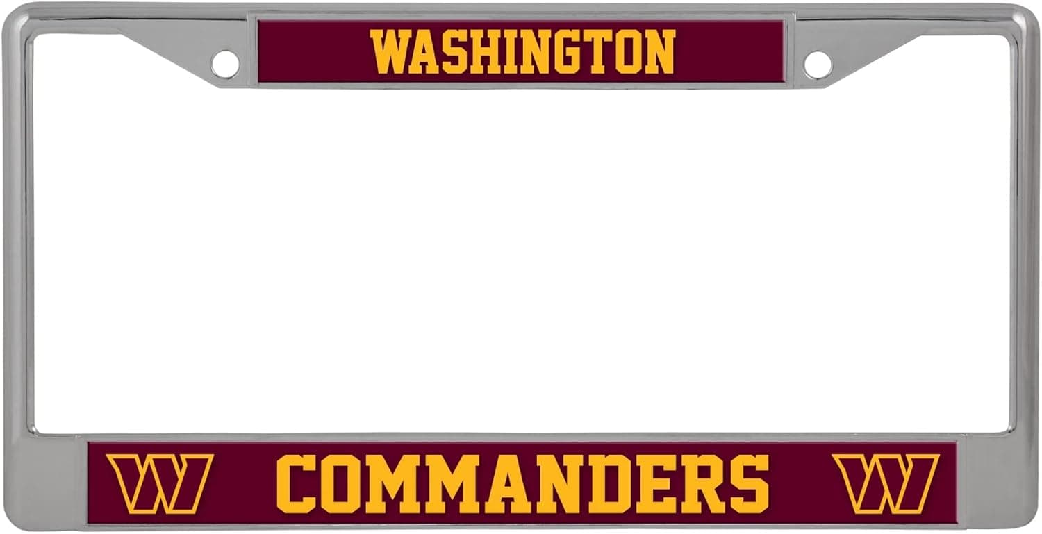 Rico Industries NFL Football Washington Commanders 12" x 6" Chrome Frame - Car/Truck/SUV Automobile Accessory