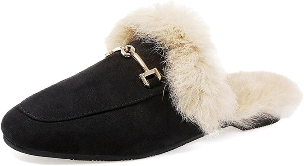 JOYMARS Women's Soft Slip-on Loafer Slides Velvet Backless Fur Mules