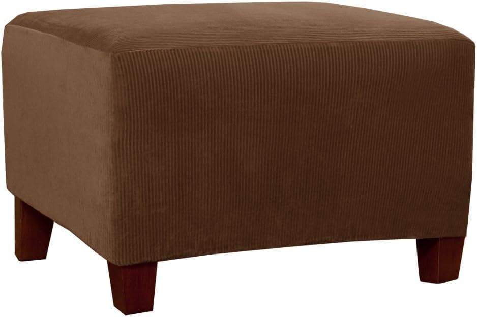 MAYTEX Collin Stretch 1-Piece Slipcover Ottoman, Mocha