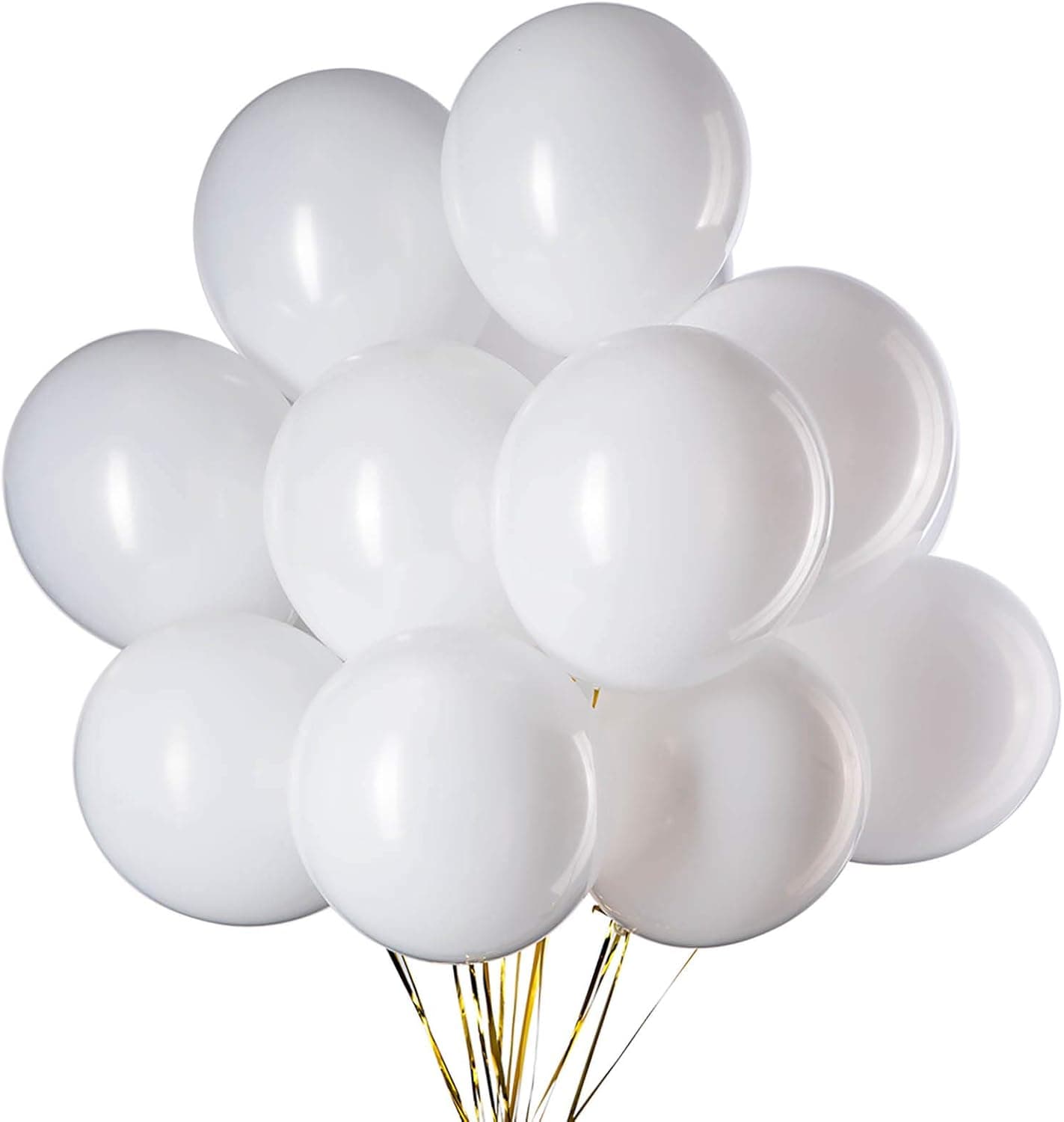 GAKA 12 inch White Balloons Latex Balloons Helium Balloons Quality Balloons Party Decorations Supplies Pack of 100,3.2g/pcs