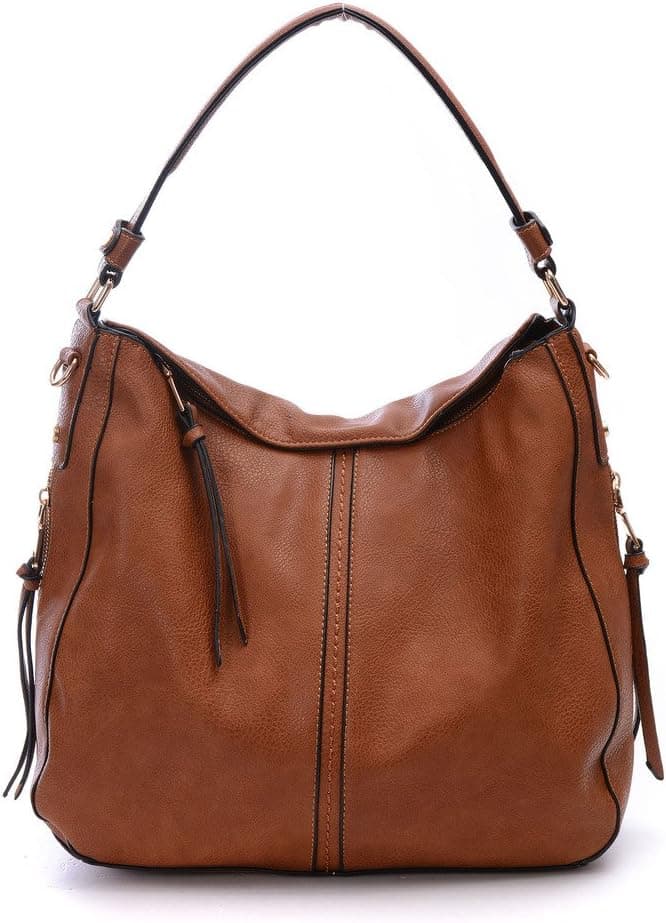 DDDH Large Women's Hobo Handbags PU Leather Purse Bag Cross-body Shoulder Bag Vintage Top-handle Bucket Bag(Brown)