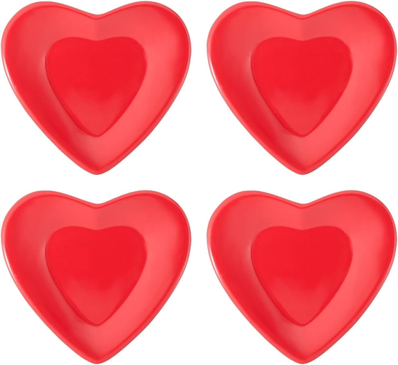 UPware 4-Piece 4.75 Inch Melamine Dessert Plates Appetizer Dinner Plates Small Serving Plates Party Plates Heart Shaped Plate for Dessert Snack Fruit Side Dishes (4.75 Inch Heart Plate)