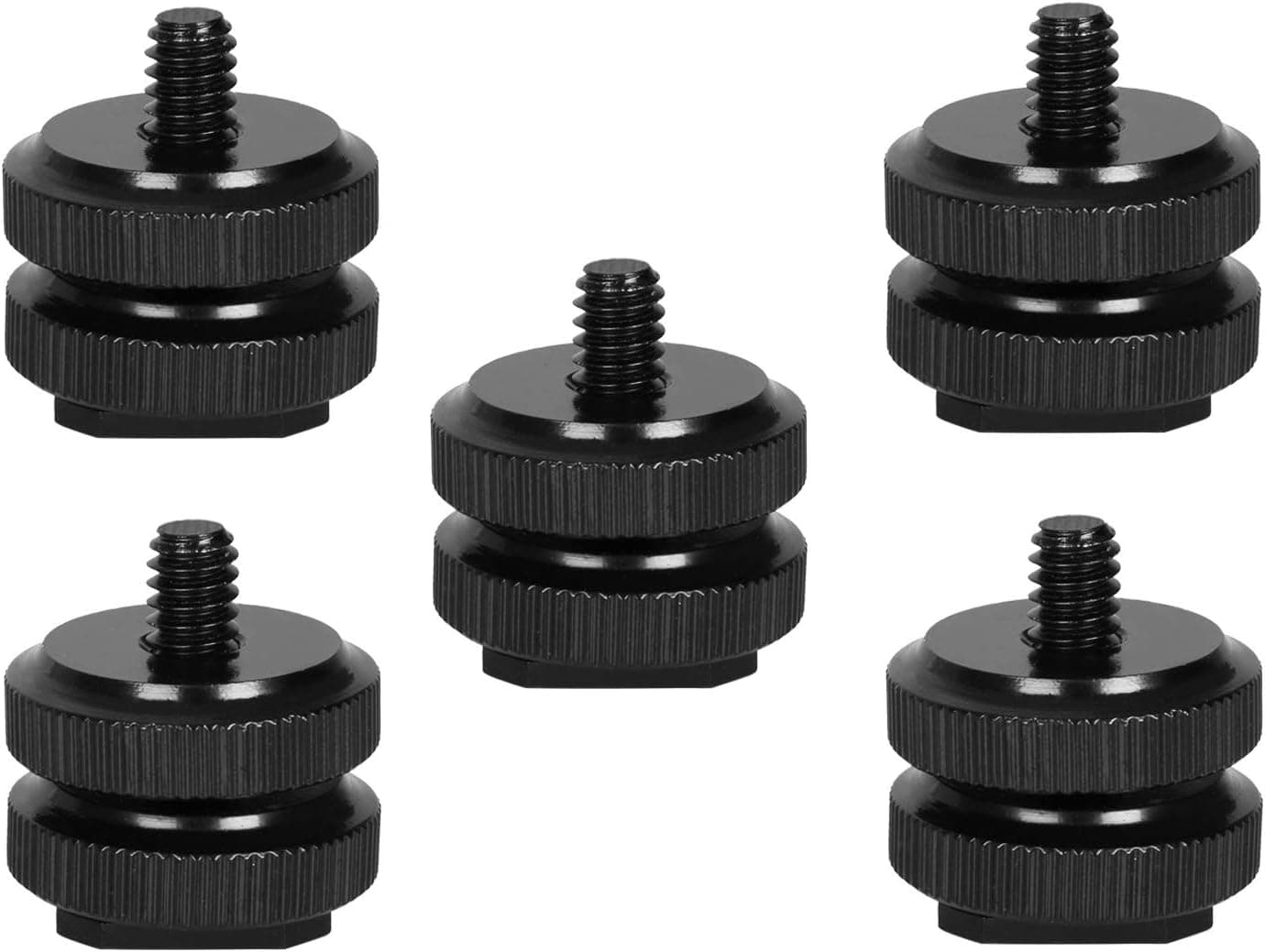 Kamisafe Camera Hot Shoe Mount to 1/4"-20 Tripod Screw Adapter Flash Shoe Mount with 2 Nuts Compatible with DSLR Camcorder Camera Rig LCD Monitor LED Light (5 Pack)