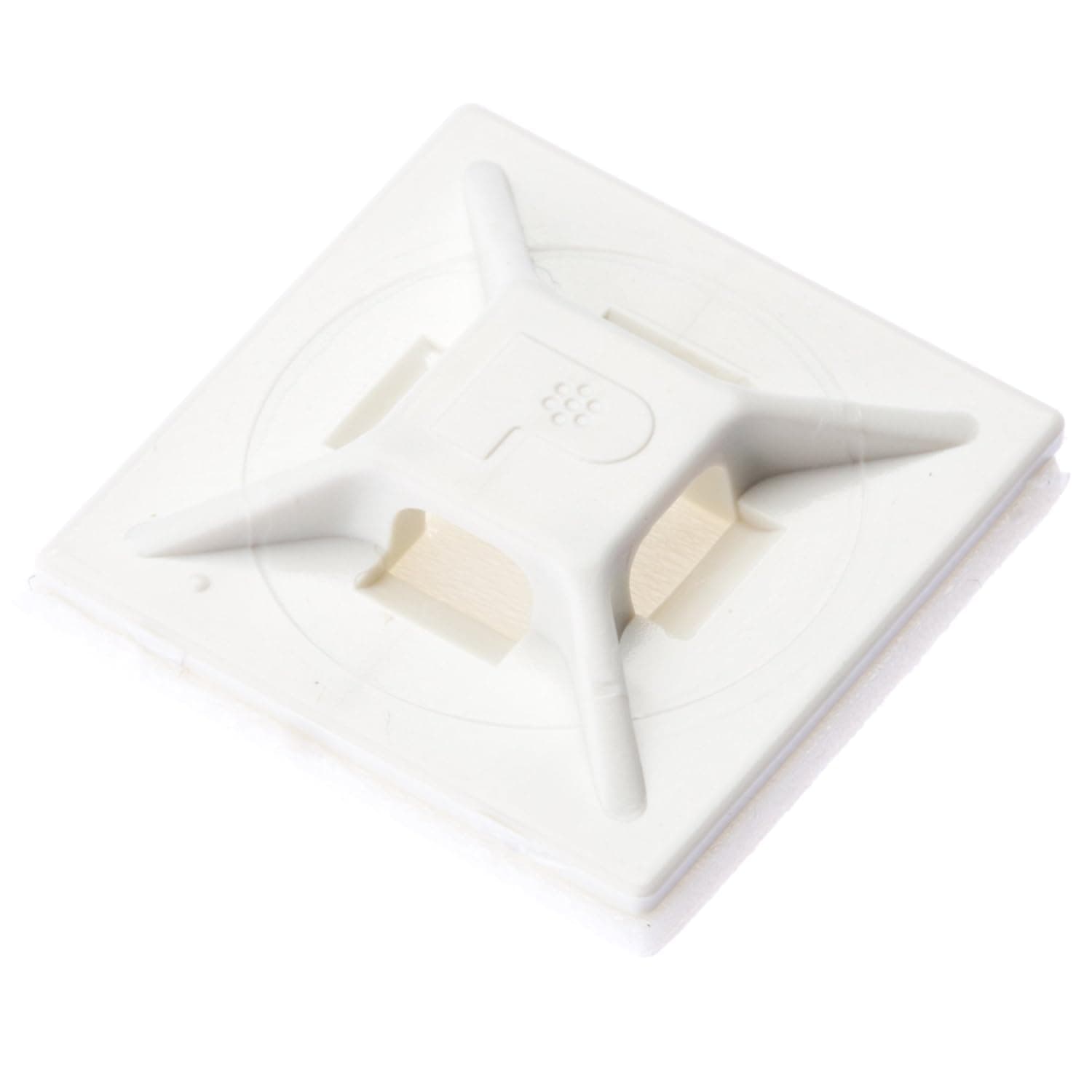 Panduit ABMM-A-C Adhesive Backed Cable Tie Mount, 4-Way Mount, Pre-Installed Adhesive, Indoors Environment, ABS, Rubber Mounting Method, White (Pack of 100)