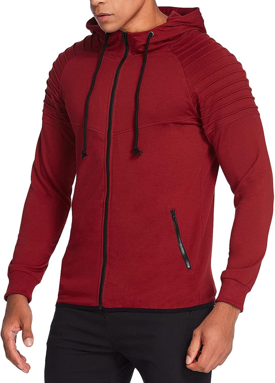 COOFANDY Mens Zip Up Hoodie Lightweight Hoodie Full Zip Running Jacket Workout Hoodies Sweatshirt Zipper Pocket