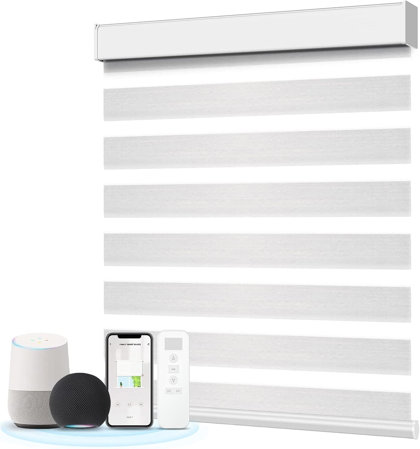 Astomi Smart Blinds for Window Motorized Zebra Blinds Works with Google Home Alexa Light Filtering Shades Custom (Light Cyan)