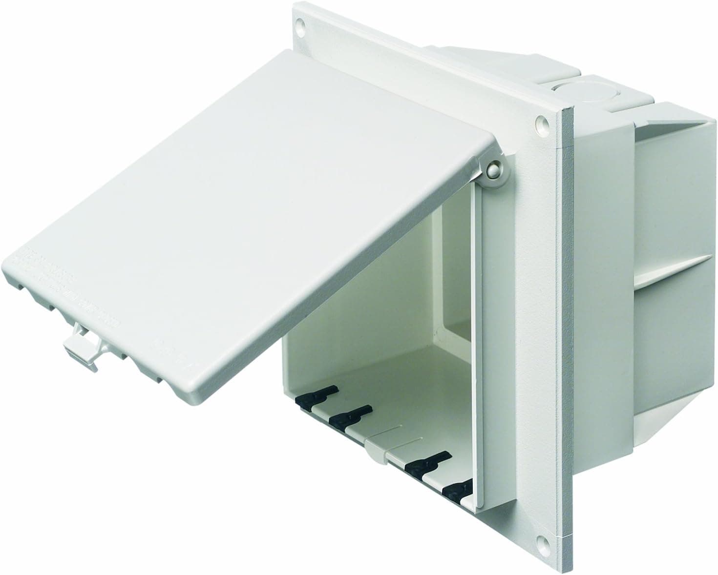 Arlington DBVR2W-1 Low Profile IN BOX Electrical Box with Weatherproof Cover for Flat Surfaces, 2-Gang, Vertical, White
