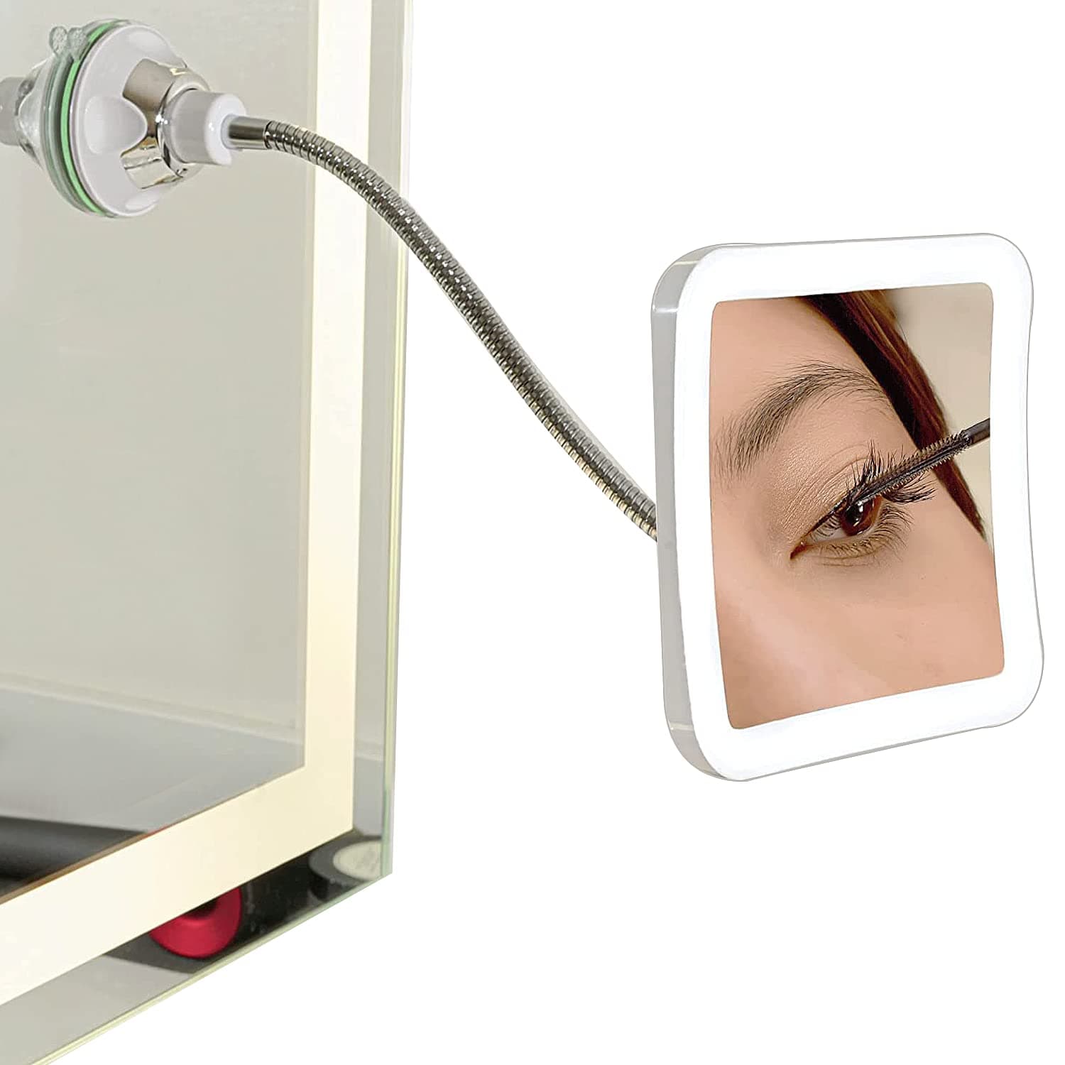 SunplusTrade Makeup Mirror with LED Lights and Magnification, Portable Cordless Design for Home and Travel with Flexible Gooseneck to Adjust to Any Position Easily
