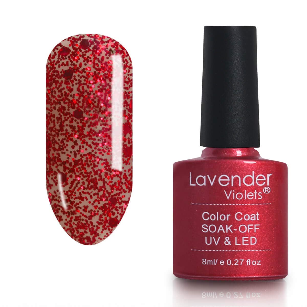 Lavender Violets Soak-off Nail Gel Polish Glitter 8ml Chinese Red