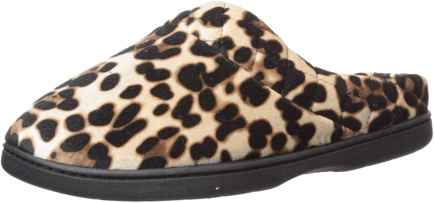 Dearfoams Women's Darcy Microfiber Velour Clog with Quilted Cuff Slipper