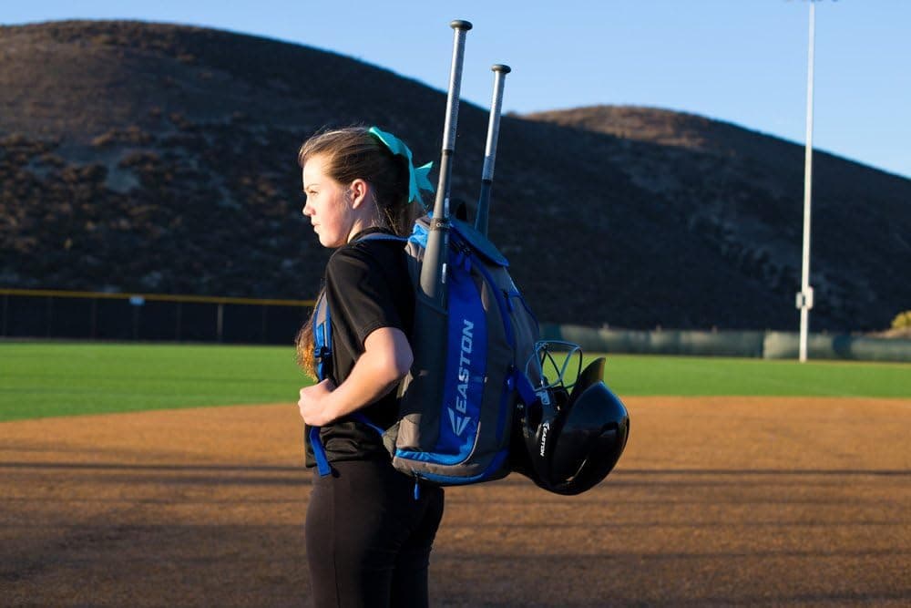 EASTON PROWESS Bat & Equipment Softball Backpack Bag | Designed for the Female Athlete | 2019 | 2 Bat Sleeves | Vented Shoe Pocket | Felt Lined Top Pocket w/ Flip Up Mirror | Helmet Strap | Fence Hook