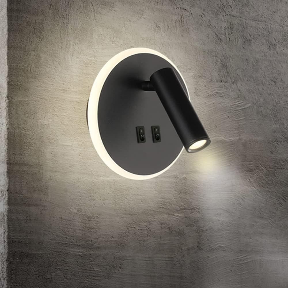 AIRTWESD Wall Wash Light Black Bed LED with Interior Wall Adjustable Spotlight Reading lamp aluminio Wall lamp for Hallway Bedroom Stairs Hotels Indoor Bedside Lamp 3000K (3W + 9W)