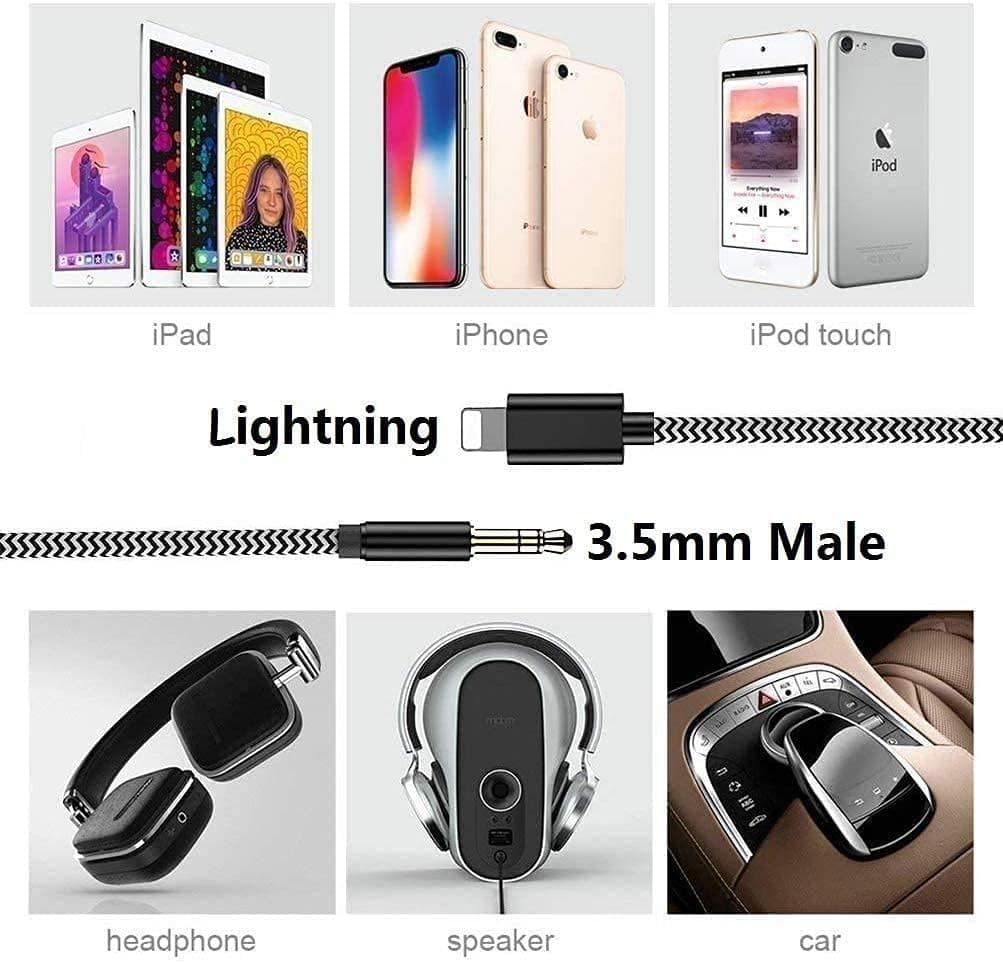 [Apple MFi Certified]Lightning to 3.5mm Audio Cable,iPhone Headphones Jack Lightning to Aux Cord for iPhone 12/12 Pro/11/11 Pro/X/XR/XS/8 7/iPad/iPod to Car/Home Stereo,Speaker,Headphone (3.3FT,Black)