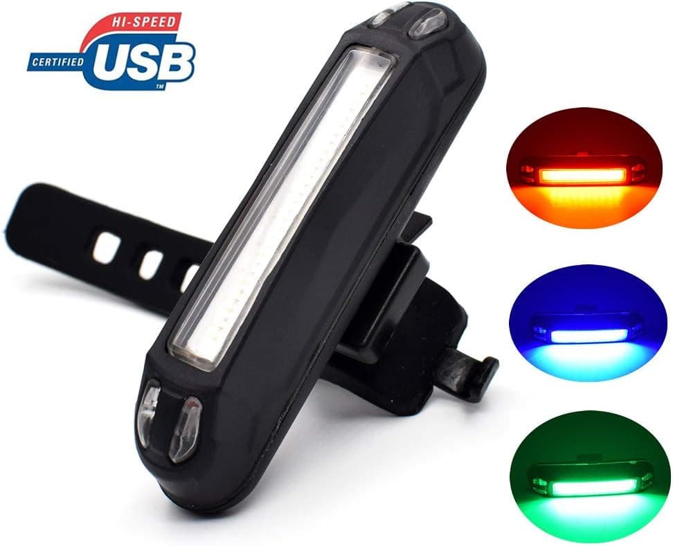 Riao-Tech Bicycle Taillight USB Rechargeable Tail Lamp Light Red Rear Light 7 Modes - Blue & RED & Green