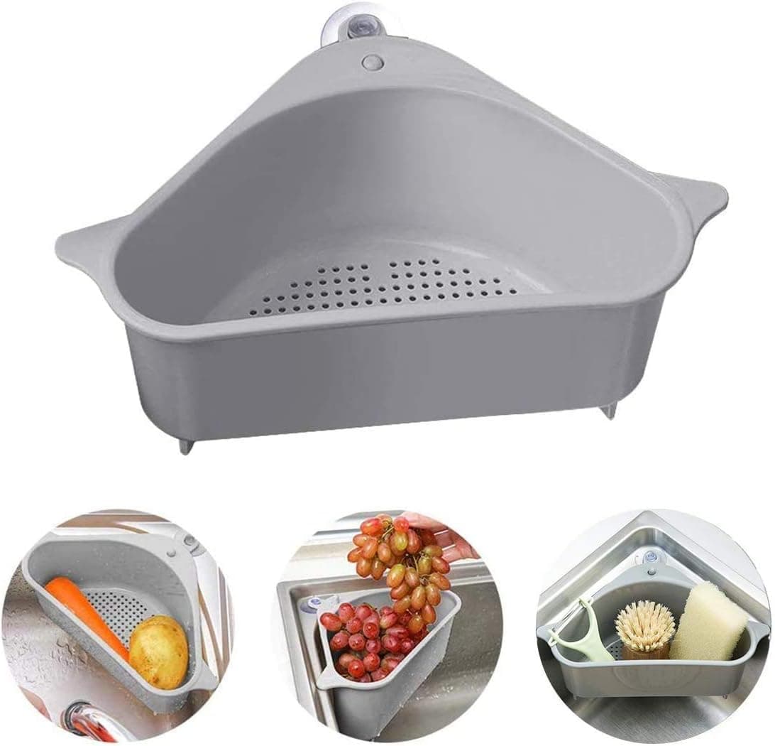 PANSHAN Sink Baskets Triangular Multifunctional Drain Shelf Sink Storage Rack Kitchen Sucker Storage Holder for Kitchen Bathroom Support Corner Hanging Shelf Soap Box Organizer