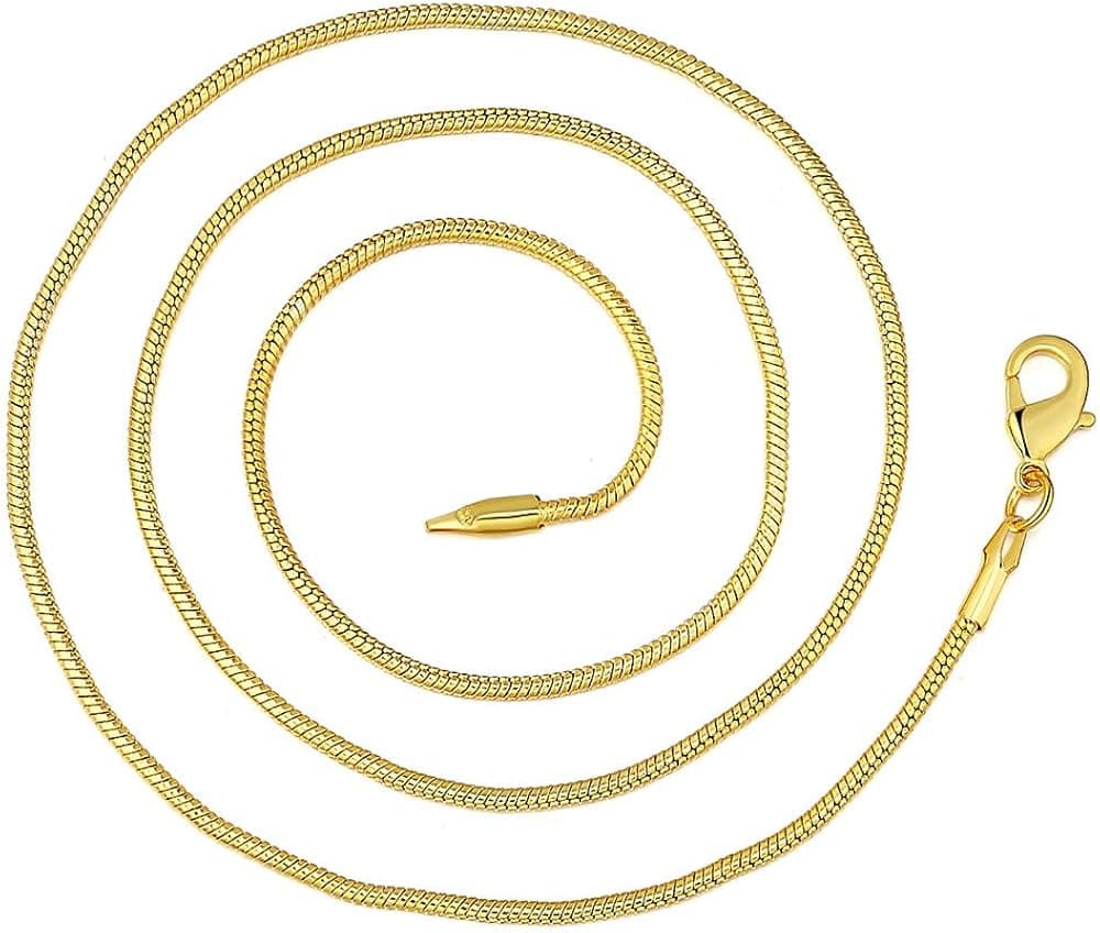 Goldenchen Fashion 18k Gold 2mm Snake Chain Necklace Jewelry Chain 16" - 30" for Men & Women (18 Inches)