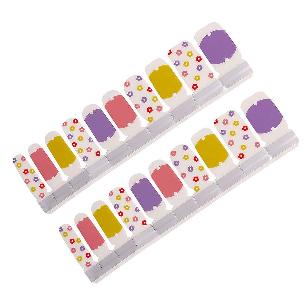 HGMZZQ Nail Wraps for Women Full Wraps Polish Stickers Strips Real Nail Polish Strips Art Color 20 Nail Polish strip designs,nail files, cleaning wipes(Cute Flower)