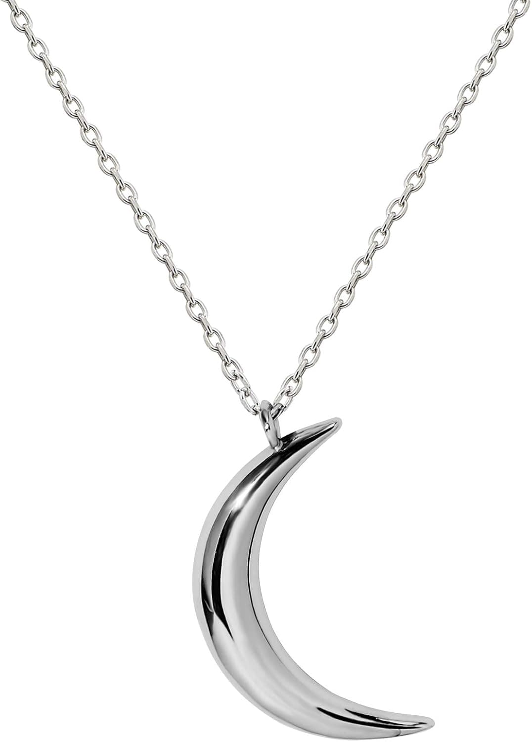 CISHOP Crescent Moon Necklace High Polished Sterling Silver Pendant Necklace for Women Jewelry