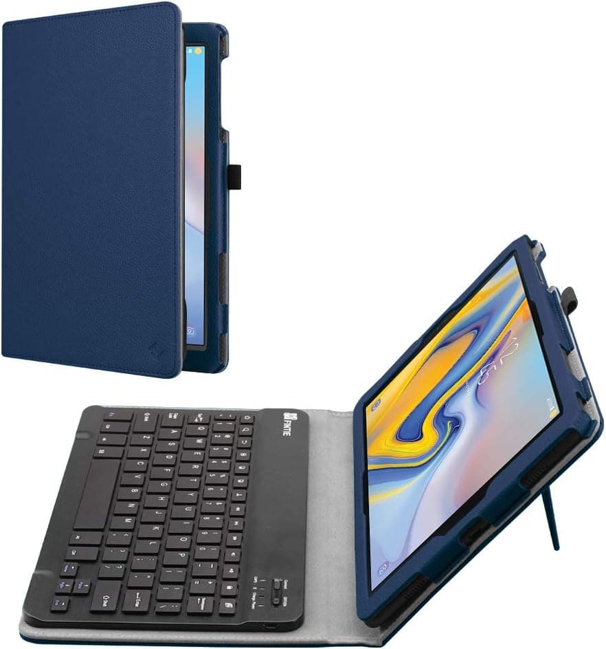 Fintie Folio Keyboard Case for Samsung Galaxy Tab A 10.5 2018 Model SM-T590/T595/T597 - Premium PU Leather Stand Cover with Removable Wireless Bluetooth Keyboard, Navy