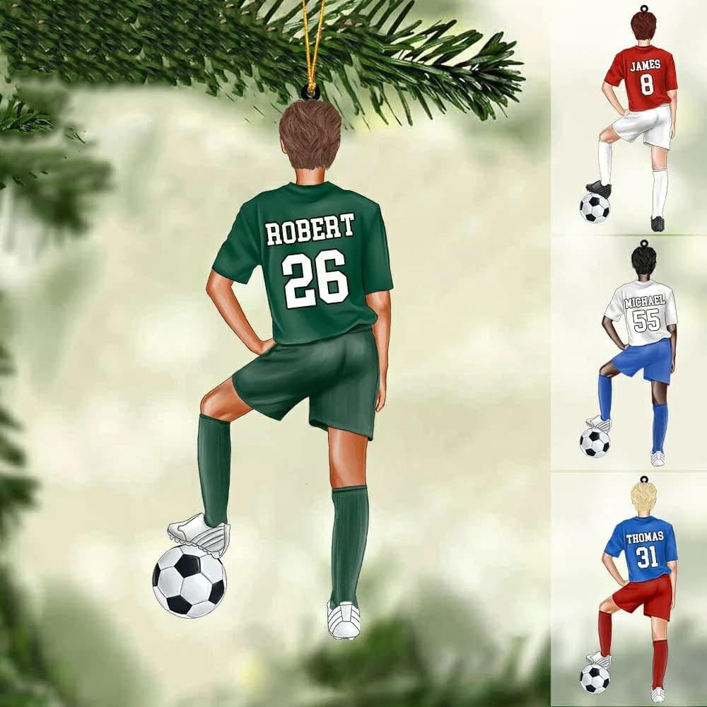 Soccer Ornament, Personalized Soccer Player Flat Shaped Acrylic Ornament, Gifts for Soccer Lovers, Soccer Players, Husband, Him, Soccer Christmas Ornament, Christmas Tree Decor
