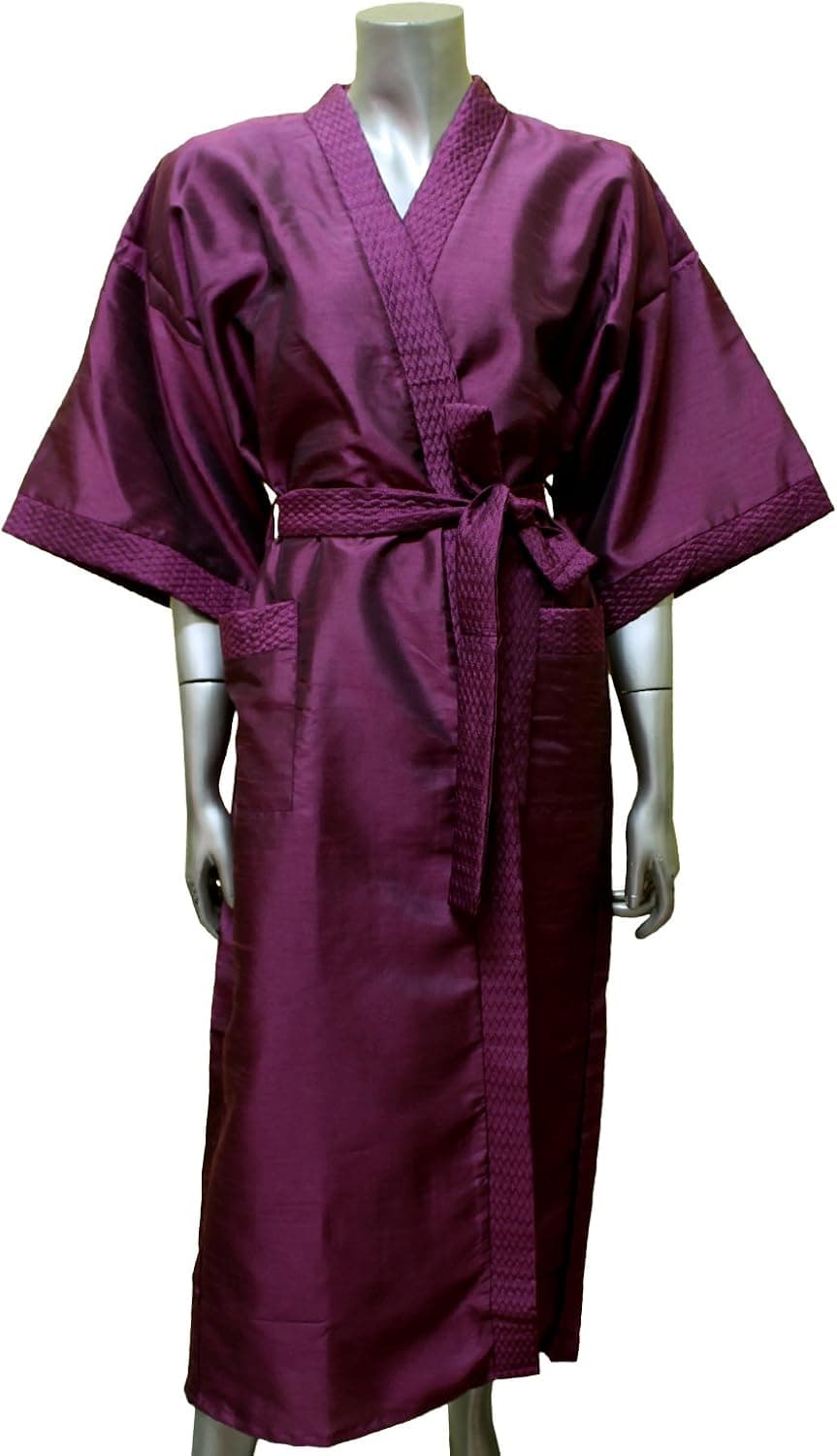 Long Lounge Kimono Women's Satin Silk Robe - One Size - Purple