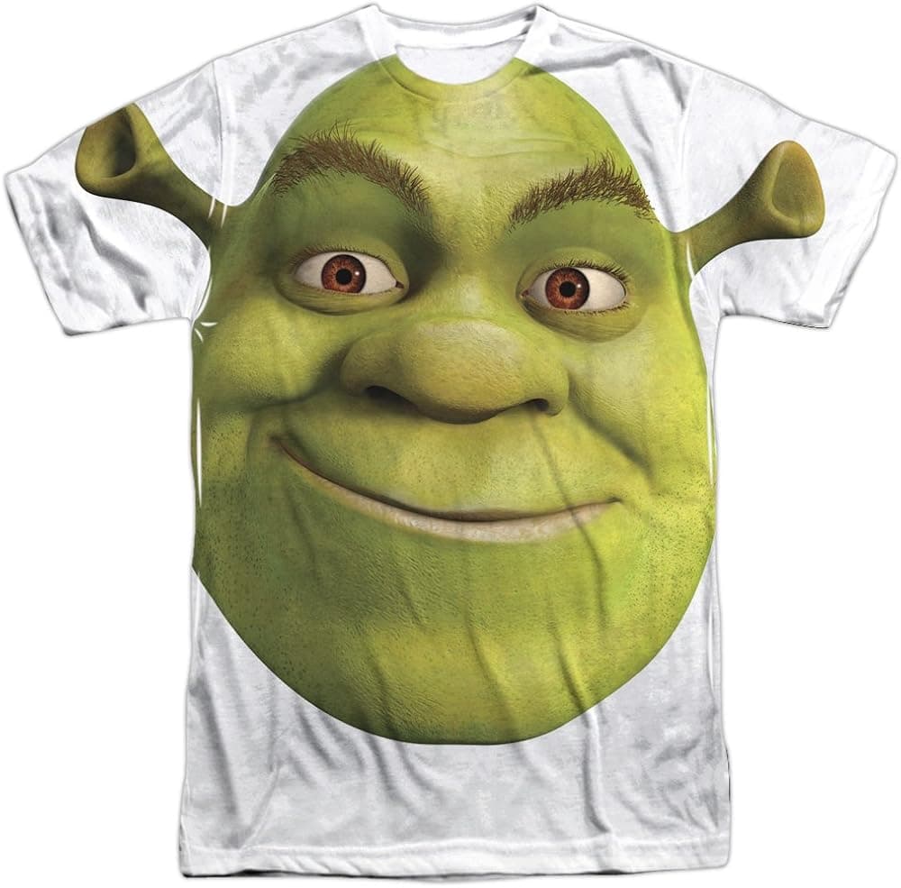Popfunk Classic Shrek Head Unisex Adult Front Only Sublimated T Shirt for Men and Women