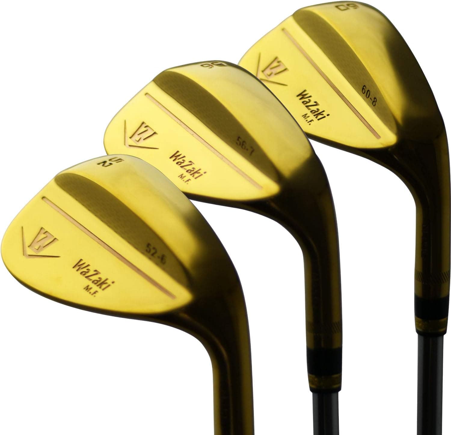 Japan Wazaki 14K Gold Finish M2 Forged Soft Iron USGA PGA Rules of Golf Club Wedge Set(52,56,60 Degree,Pack of Three)