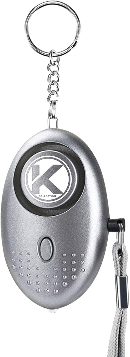 Kadima Collection Personal Keychain Alarm Emergency Self Defense Alarm for Women Personal Security Alarm Self Defense Emergency LED Flashlight for Men, Women, Kids,Girls & Elderly 140DB (Silver)