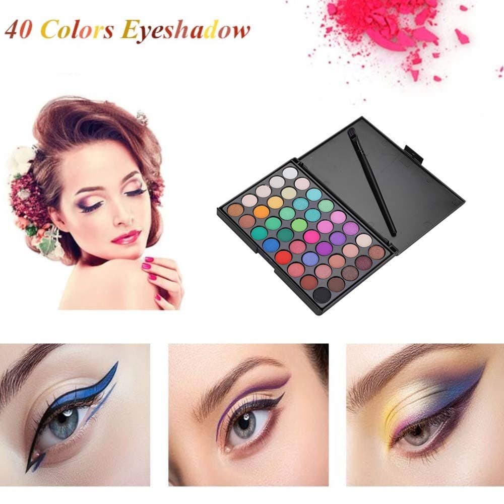 40 Colors Eyeshadow Palette Matte Shimmer Eye Shadow Cosmetic Powder Makeup Kit Set + 1 Brush