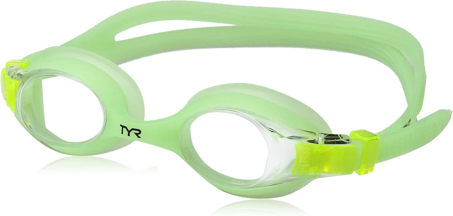 TYR Kid's LGSWGLW 101 Swimple Glow in the Dark Googles, Clear/Green, One Size