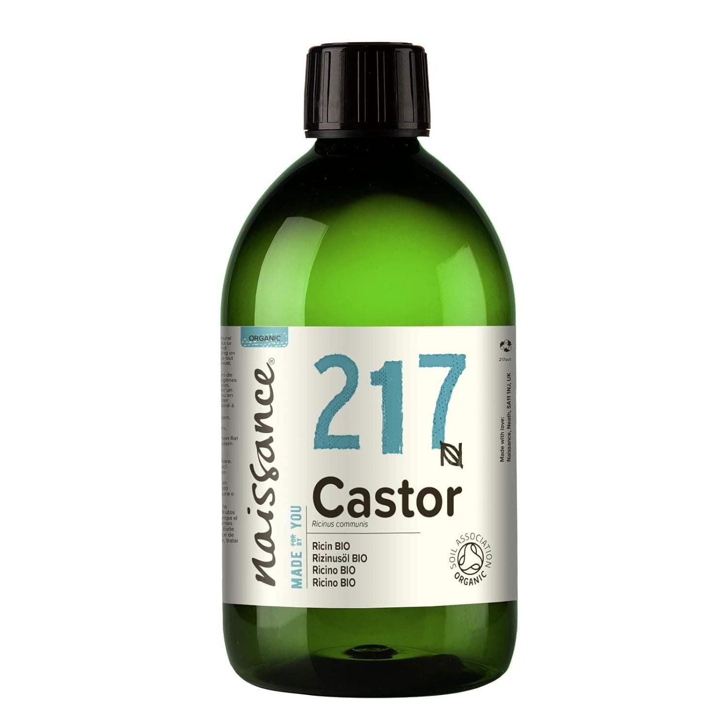 naissance Certified Organic Cold Pressed Castor Oil 16 fl oz - For Hair, Beard, Eyelashes, Eyebrows, Nails and Skin - Pure & Natural, Virgin, Unrefined, Vegan, Hexane-Free, Non GMO, Cruelty Free