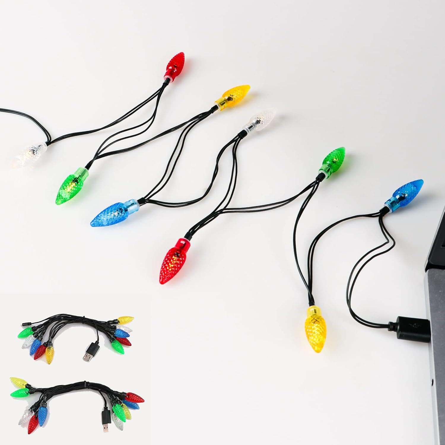 2Pcs LED Christmas Lights Phone Charging Cable, USB and Bulb Charger, 50inch 10LED Multicolor for Phone 14, 14 Pro,14Pro Max, 13mini,13 Pro,13Pro Max,12mini,12 Pro Max,11Pro Max, 8plus,SE,XR,XS