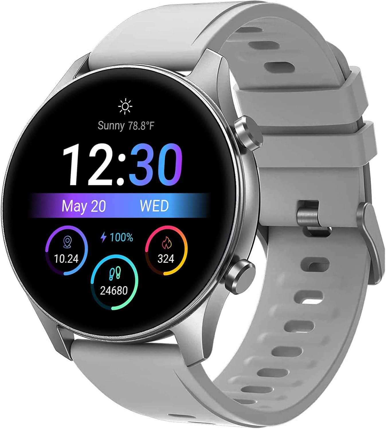 Deeprio Smart Watch 1.2" AMOLED Always-on Display 3ATM Waterproof for Android Phones and iPhone Compatible Samsung Men Women Heart Rate Blood Oxygen Monitor Smartwatch Fitness Tracker Grey
